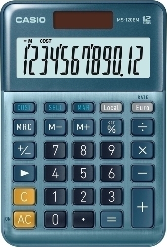 calculadora de sobremesa casio con pantalla lcd y 12 dígitos que calcula porcentajes e impuestos
