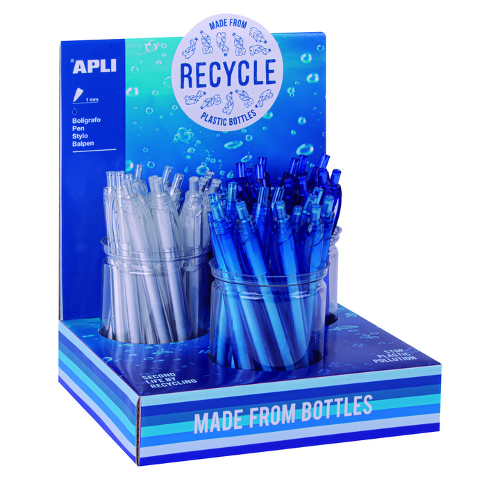 bolígrafos ecológicos hechos de plástico de botellas recicladas APLI 18765