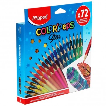 estuche pack de lápices con 72 colores triangulares marca maped
