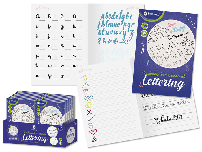 cuadernillo pequeño tamaño cuartilla con explicaciones y ejercicios fáciles para empezar a hacer lettering