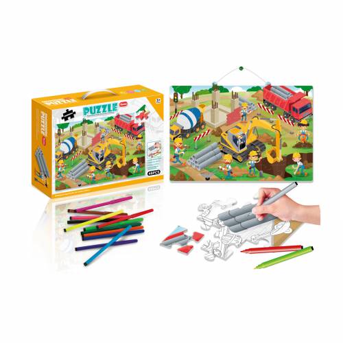 puzzle infantil para 3 años coloreable tema construcción