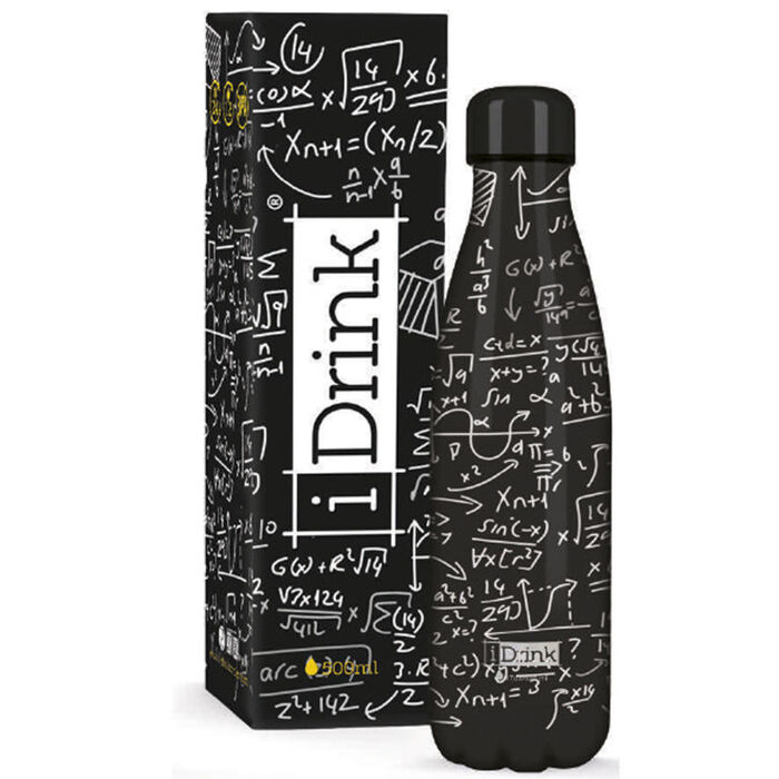 botella para agua, bebidas y purés termo que mantiene el frio y el calor modelo fórmulas matematicas