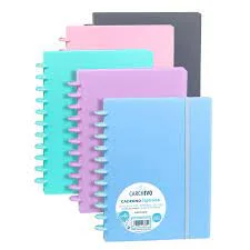 libreta de pasta dura con anillas tipo disco con hojas y separadores extraibles