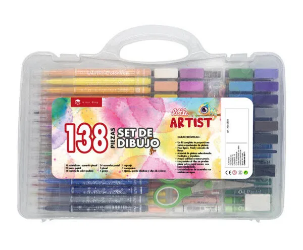 maletin de pinturas para dibujo con rotuladores, lápices, ceras y acuarelas para regalo