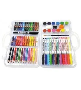 maletin con rotuladores, lapices, ceras y material de dibujo