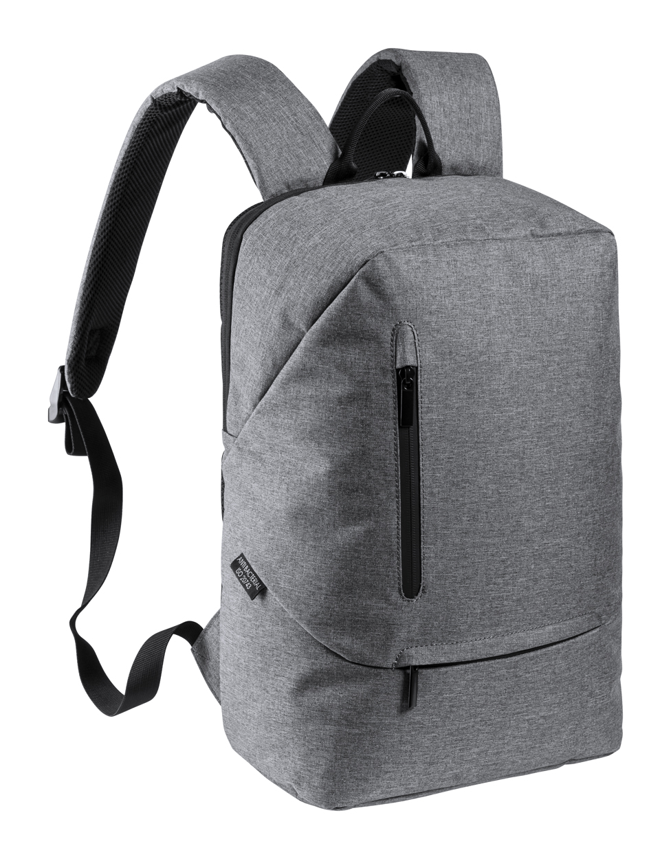 mochila ligera para portatil en color gris liso con tratamiento antibacterias