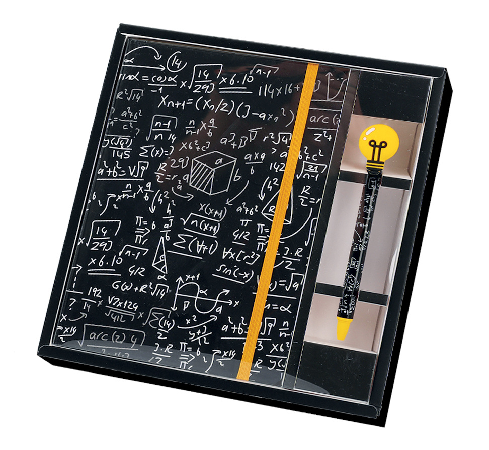 juego de bolígrafo y cuaderno para regalo con diseño de fórmulas matemáticas