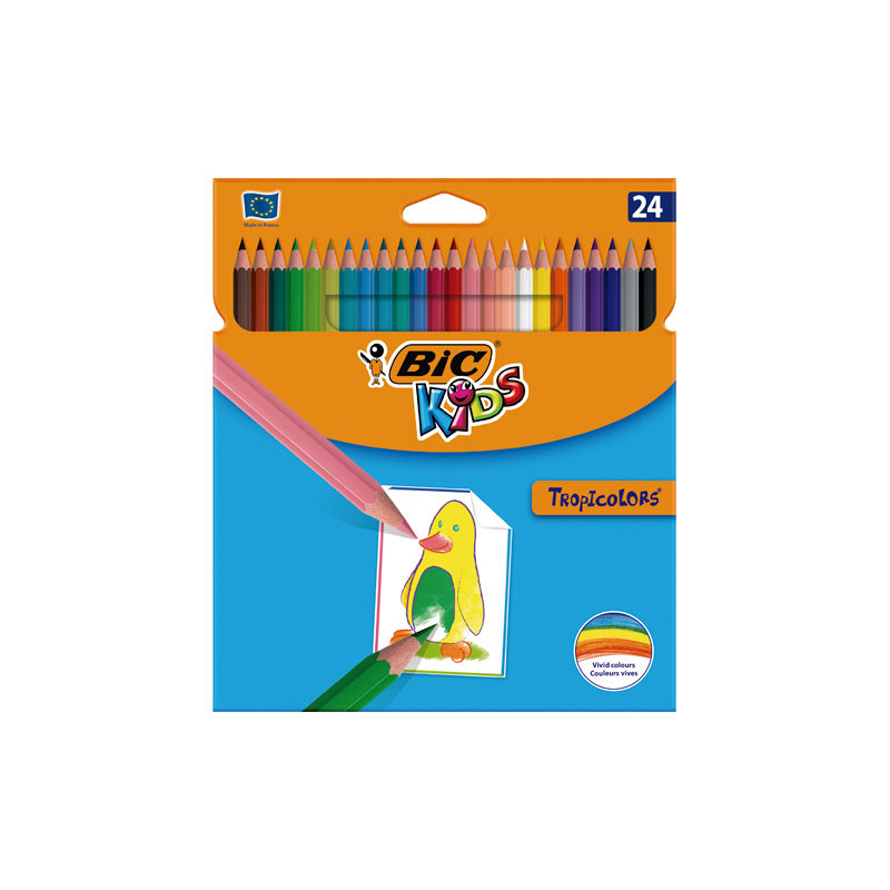 caja de lapices de 24 colores para el cole marca plastidecor bic tropicolor