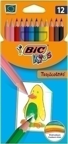 caja de lápices de madera de 12 colores marca Bic kids tropicolor para vuelta al cole a buen precio